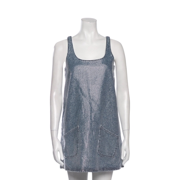 Silver Metallic Sleeveless Dress - Picture 1 of 8